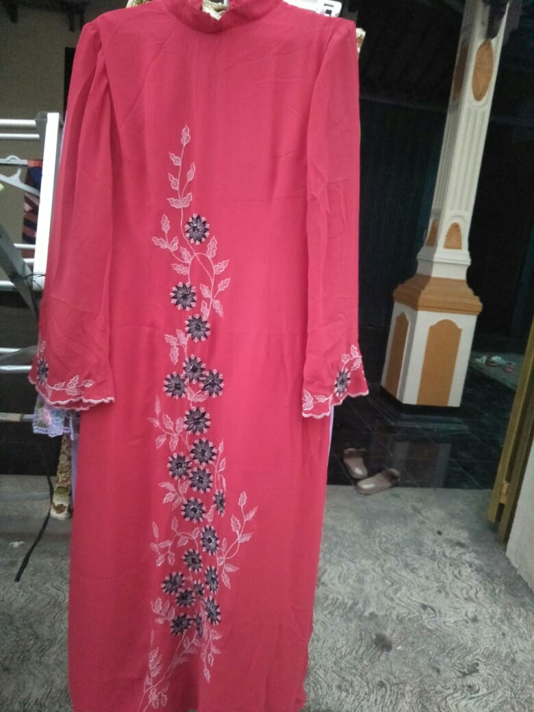 Gamis Red Bordir Bahan Sifon Lapis Furing Womens Fashion Muslim Gamis Red Bordir Bahan Sifon Lapis Furing Womens Fashion Muslim