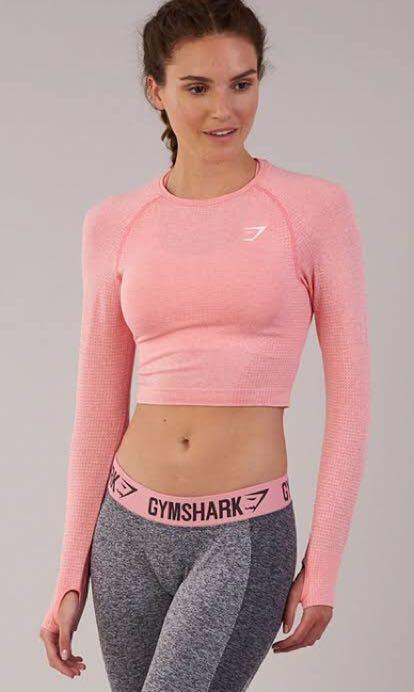 Gymshark Vital Seamless 2.0 Crop Long Sleeve Womens Training Top - Pin