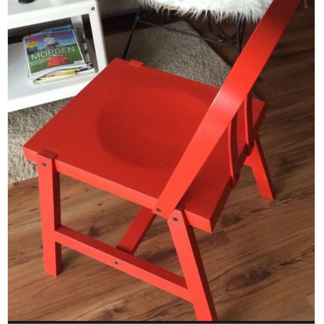 ikea ps saga chair red by nike karlsson furniture home living furniture chairs on carousell