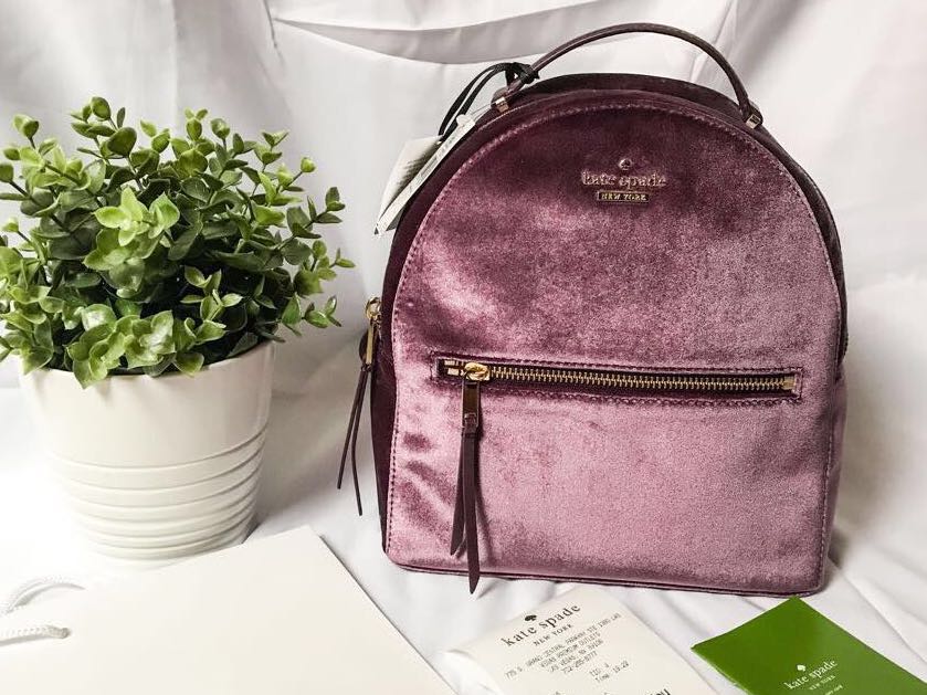 Kate Spade Sammi Velvet Backpack Authentic Luxury Bags Wallets on Carousell