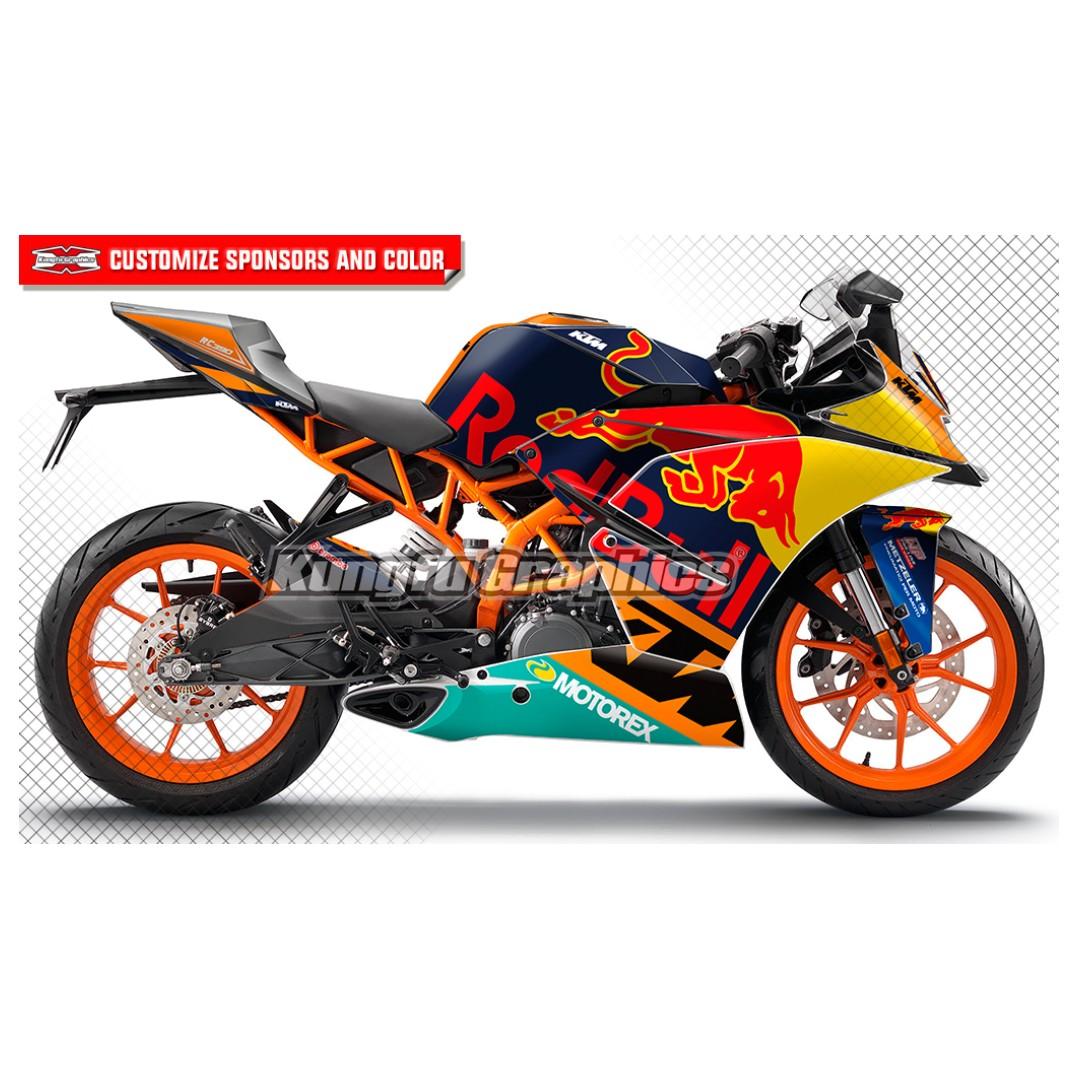 KTM RC390 RC200 RC 390 200 black fairings coverset sticker 14 bull