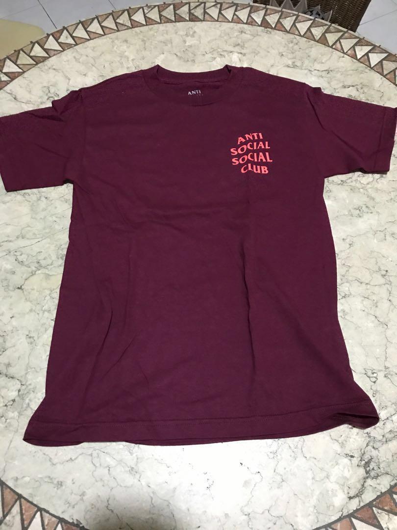 LEGIT NEW Anti Social Social Club Club Tee 2 Maroon Men s Fashion Tops Sets Tshirts Polo Shirts on Carousell