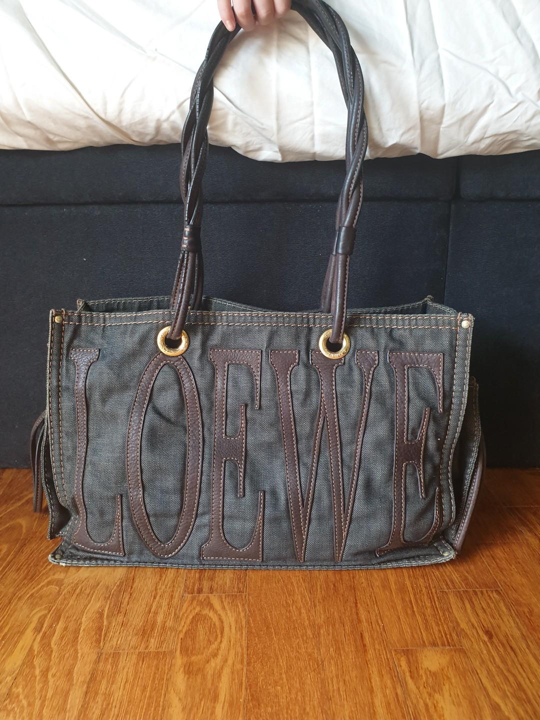 Loewe denim shoulder bag, Luxury, Bags 