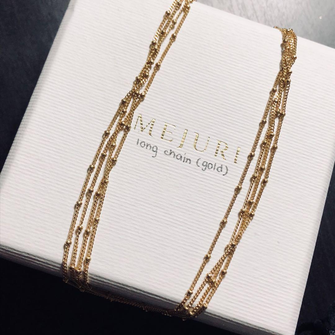 Mejuri Long Spheres Necklace Solid Yellow Gold, Women's Fashion