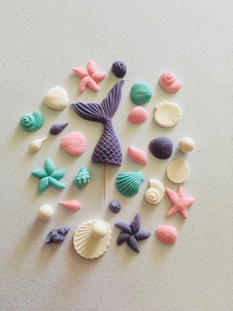 Mermaid Tail Seashells Edible Cake Toppers Decoration On Carousell
