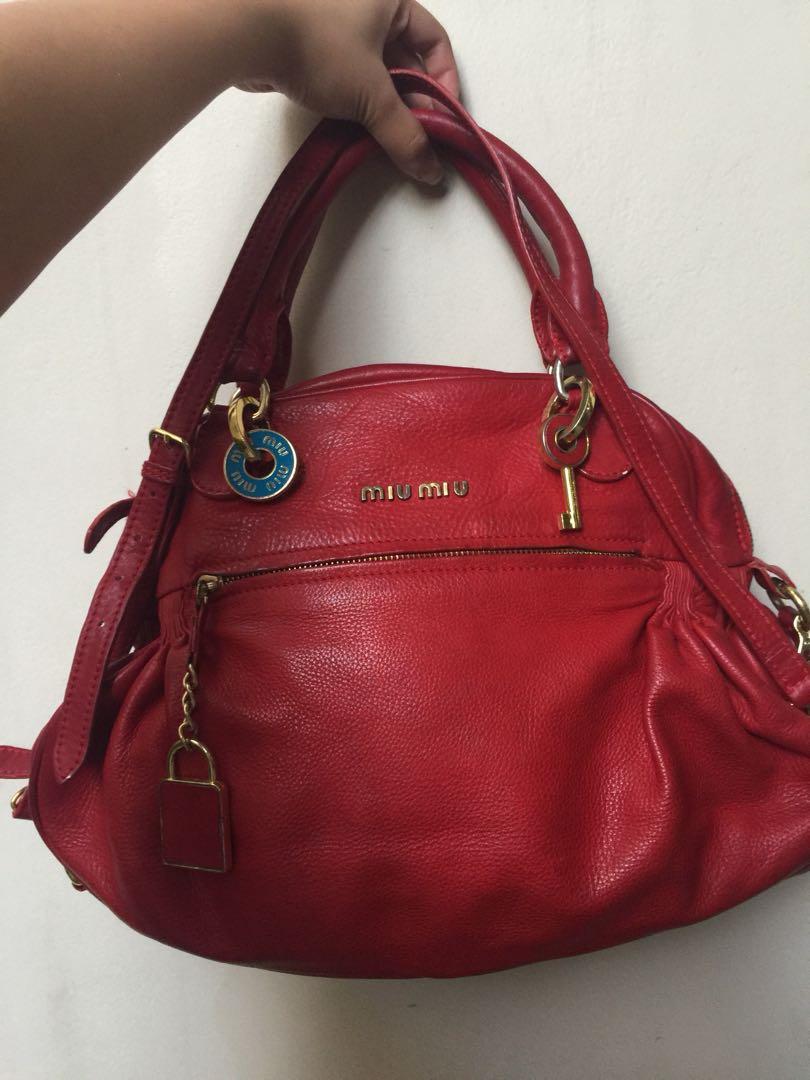Miu red leather (replica), Women's Fashion, Bags & Wallets, Bags on Carousell