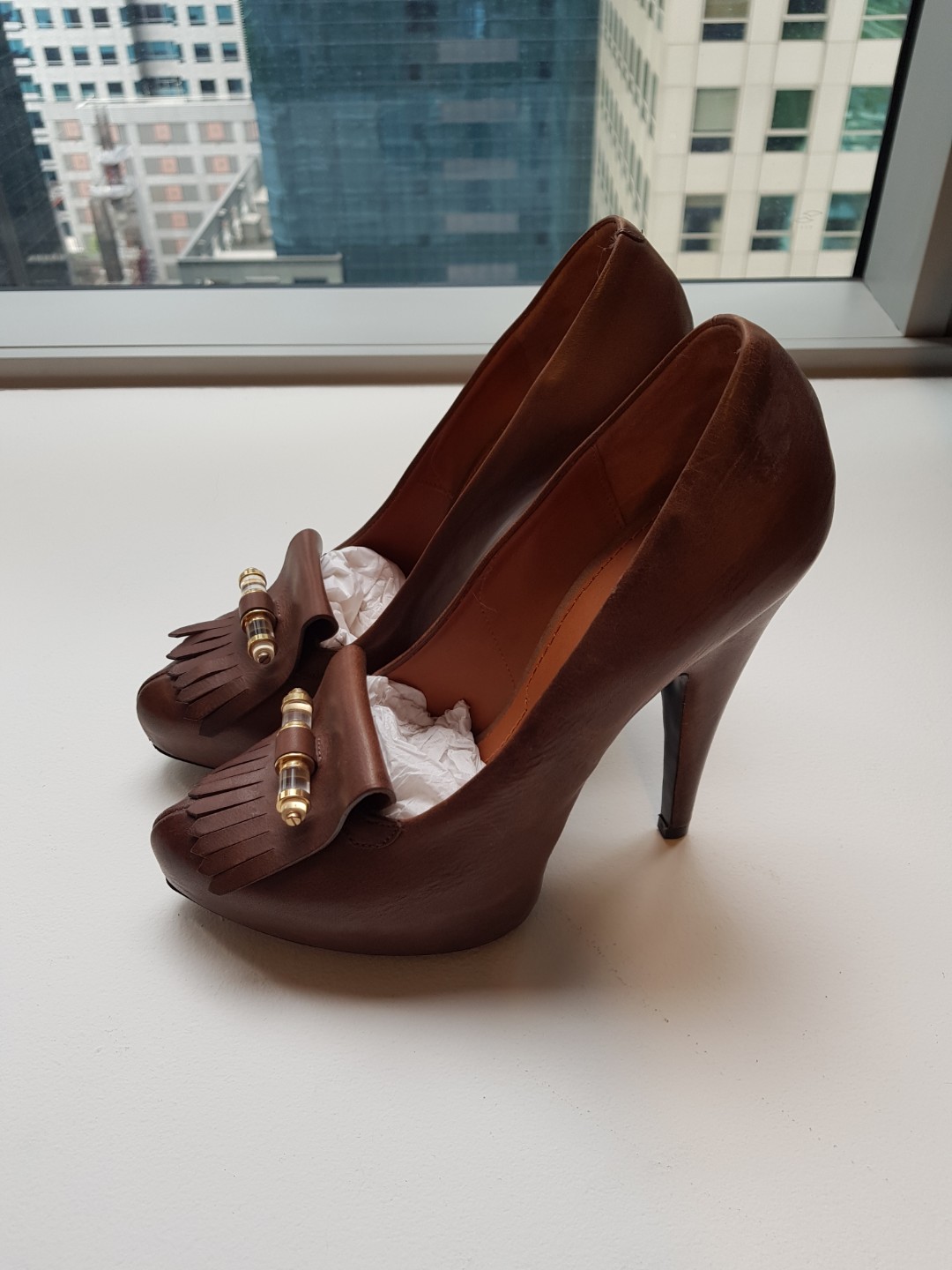 NEW GIVENCHY LEATHER HIGH HEELS Plateau 
