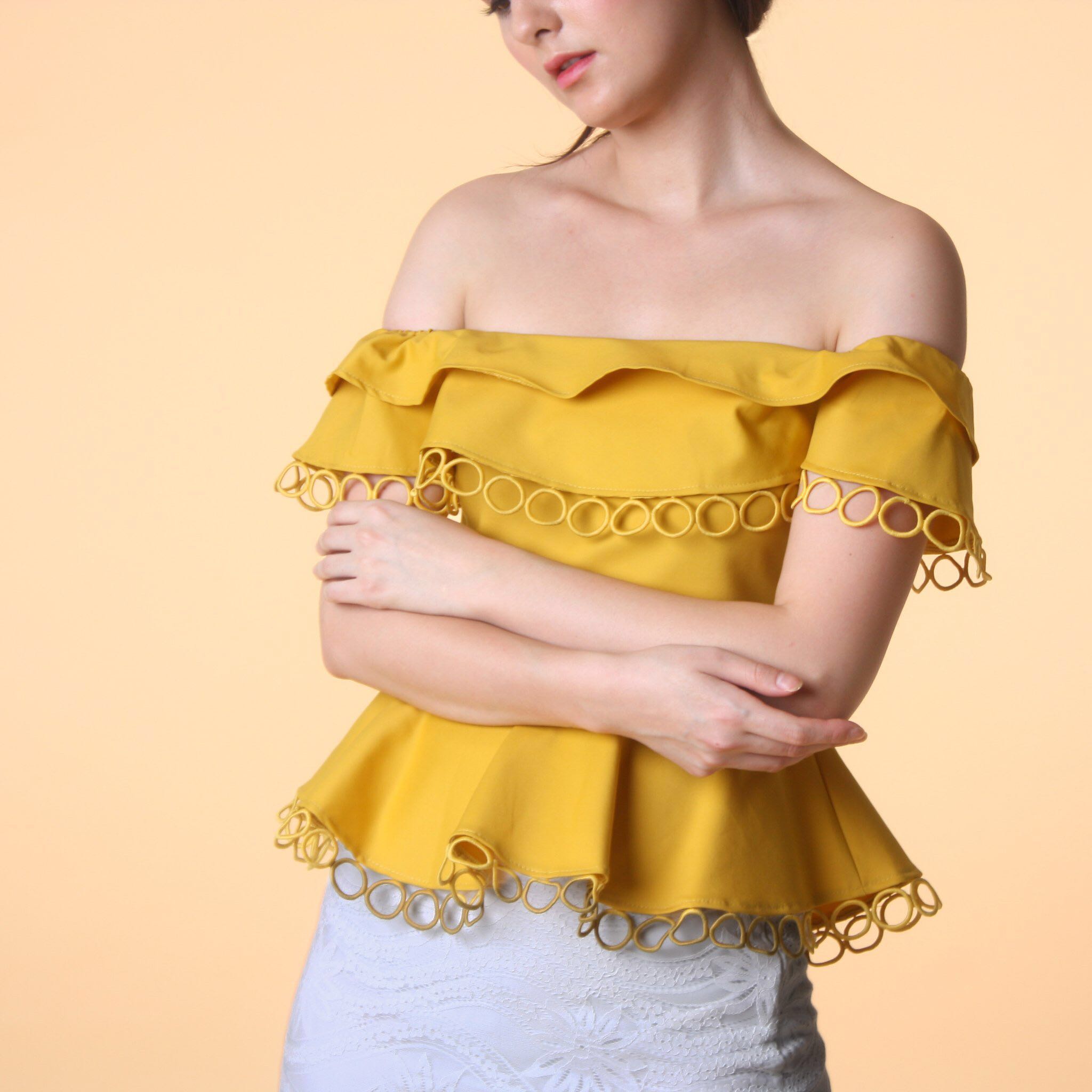 off shoulder peplum top