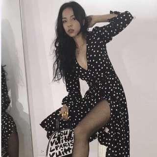 Polka dot wrap dress