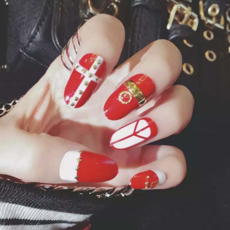Almond Long Size Fake Nails Bride Wear Diy Nail Art Fashion Round Head Press On Nails 24 Pcs Tips Red Fake Nails With Glue Health Beauty Hand Foot Care On Carousell
