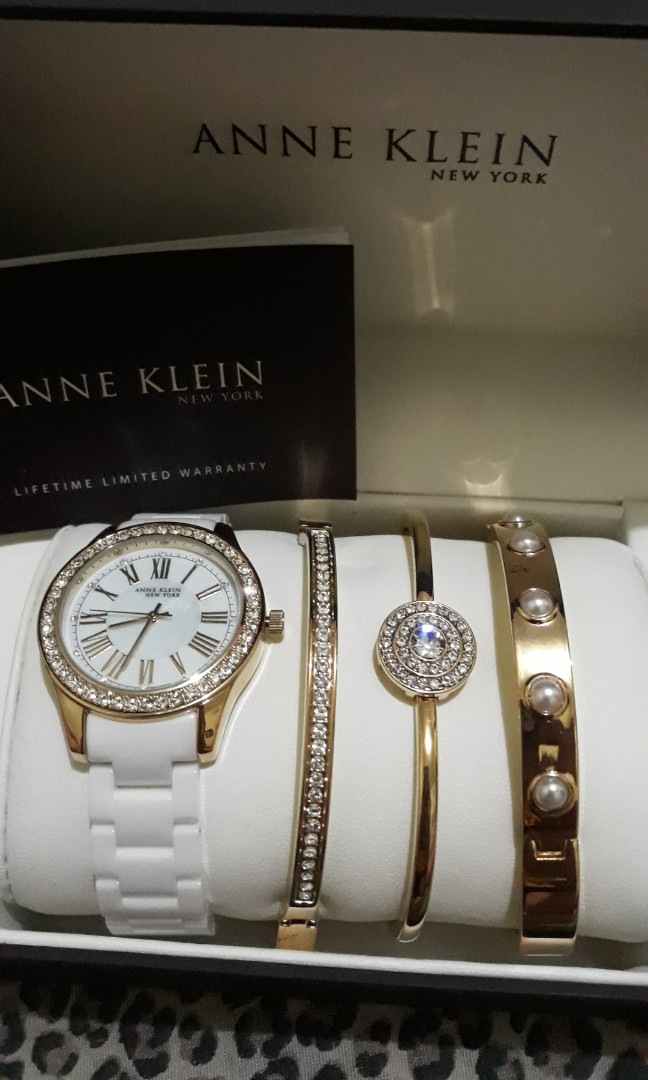 Anne klein new york stainless steel clearance ceramic watch and bangle set