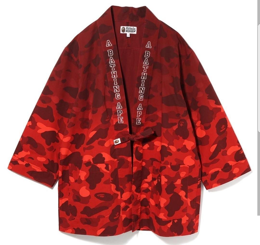 BAPE Color Camo Gradation Kimono Shirt, Men's Fashion, Coats 