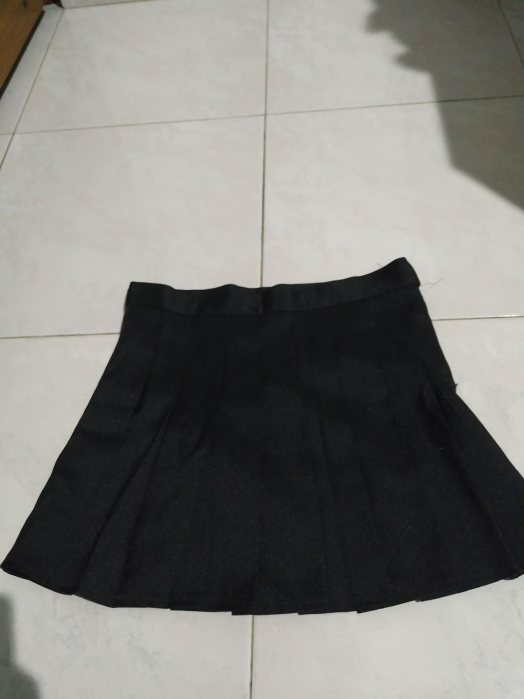 Black Plated Tennis Skirt with shorts