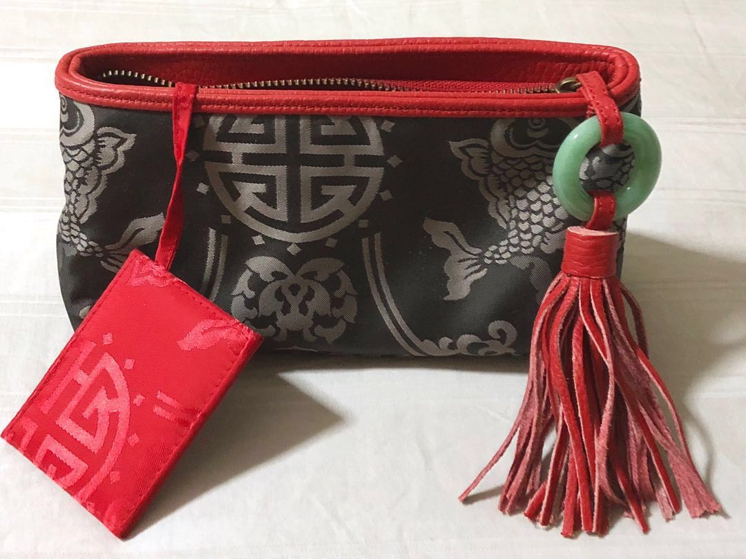 [BRAND NEW] Original Shanghai Tang Pouch Genuine Leather & Genuine Jade Keychain, Luxury, Bags ...