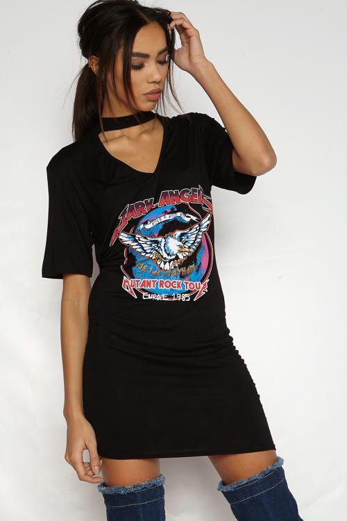 choker neck t shirt dress