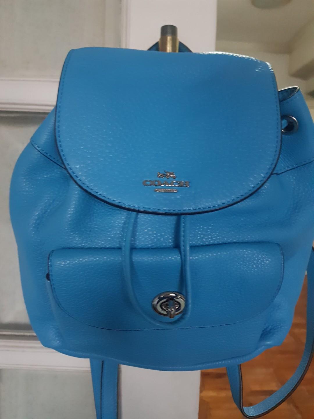 Coach Light Blue Leather Mini Backpack Women s Fashion Bags Wallets Backpacks on Carousell