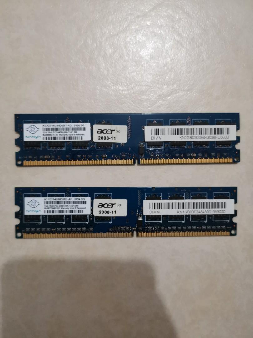 Computer ram (Category: Computer Parts) located in Singapore. Submitted by phantom4248 (Listing ID 213402217, Image 1). Description: 1x 1gb 1x 2gb Total 3gb for $20.