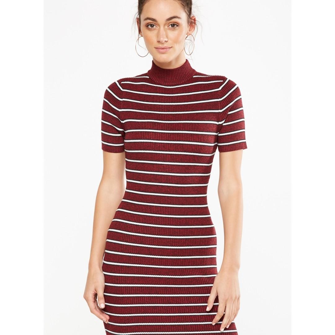 Cotton On Bodycon Dress in Red and White Stripes Women s Fashion