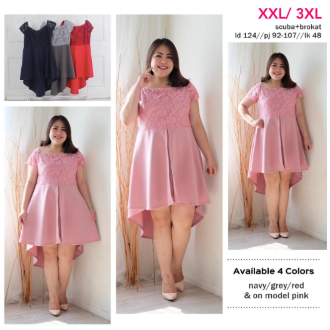 Dress Layer Bigsize Xxl Xxxl Dress Layer Brokat Jumbo Dress Pesta Bigsize Dress Pink Jumbo Fesyen Wanita Pakaian Wanita Gaun Rok Di Carousell