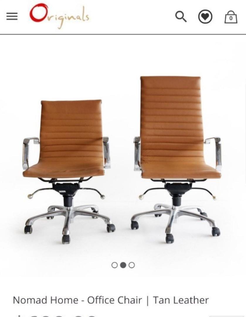 Ergonomic Tan Brown Leather Study Office Computer Chair Furniture Tables Chairs On Carousell