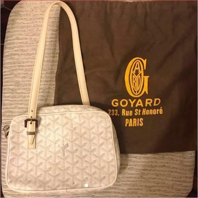Goyard White Canvas Leather Goyardine Yona Pm Tote Bag