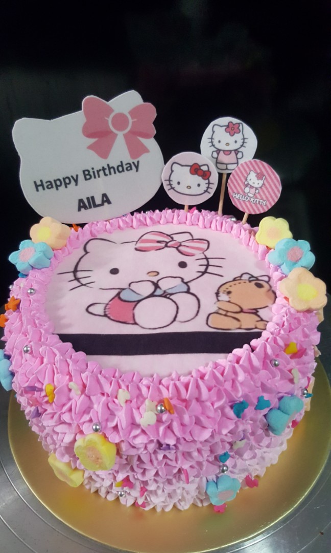 Hello Kitty Cakeedible Wafer Image Food Drinks Baked Goods On