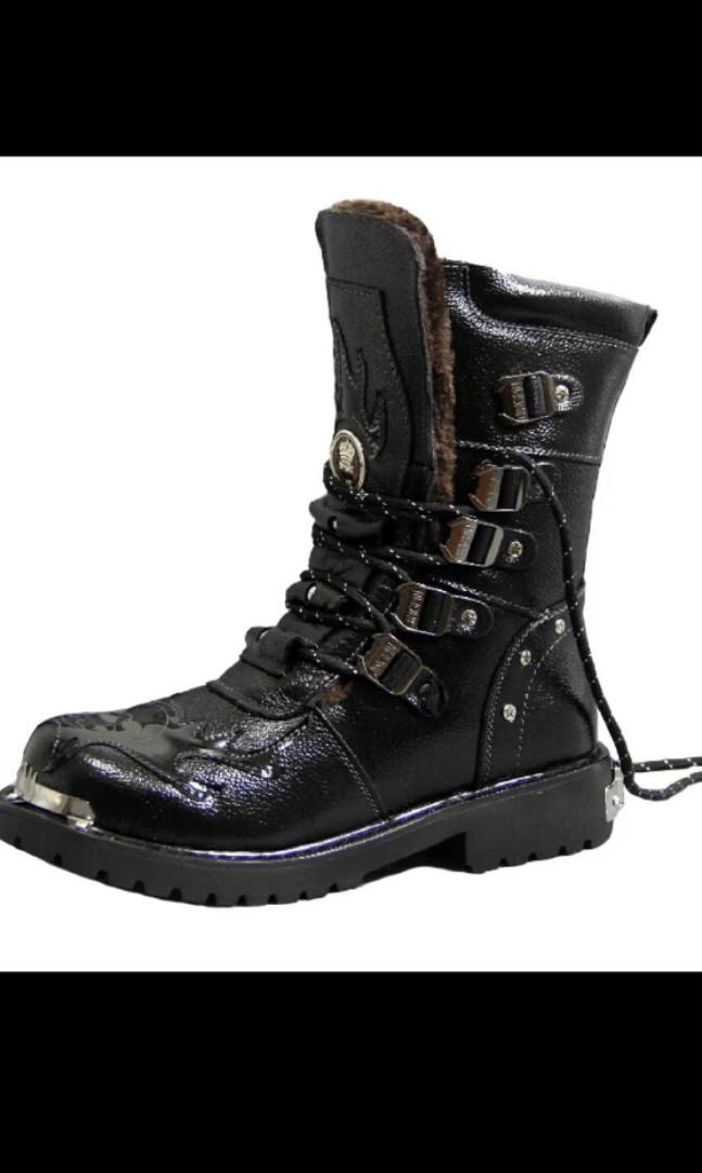 black metal boots