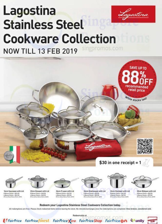 NTUC Fairprice points for Lagostina Stainless Steel Cookware, Furniture