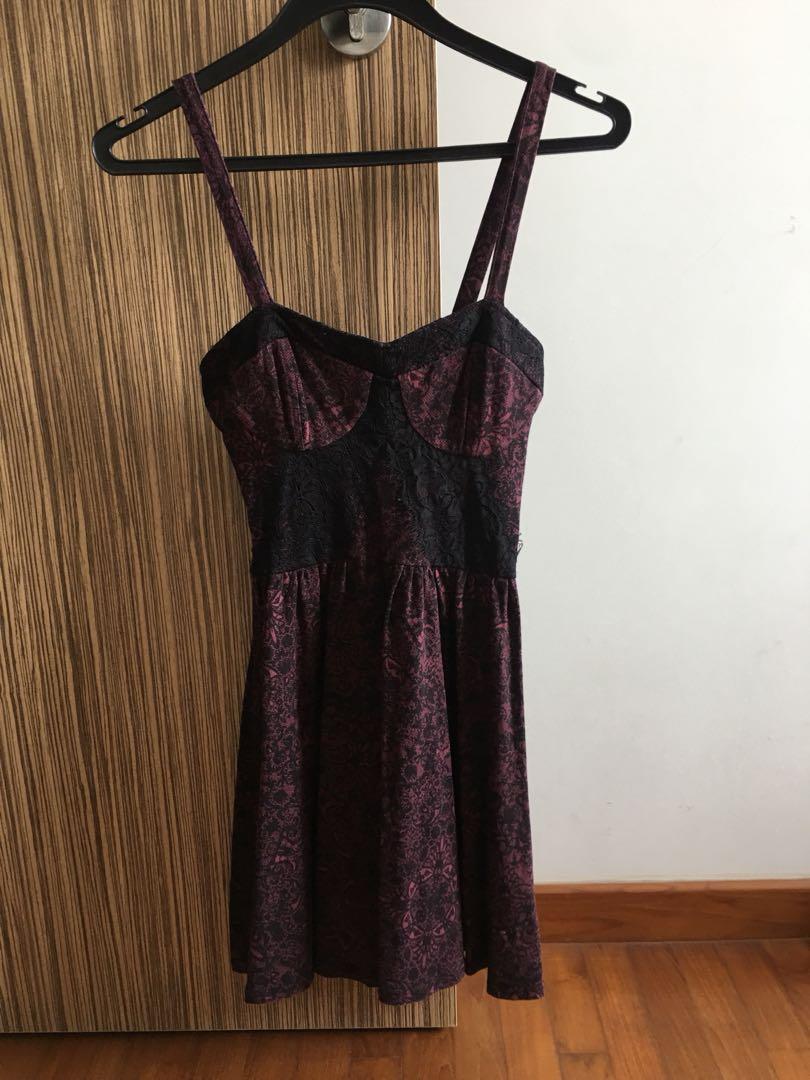 topshop burgundy lace dress