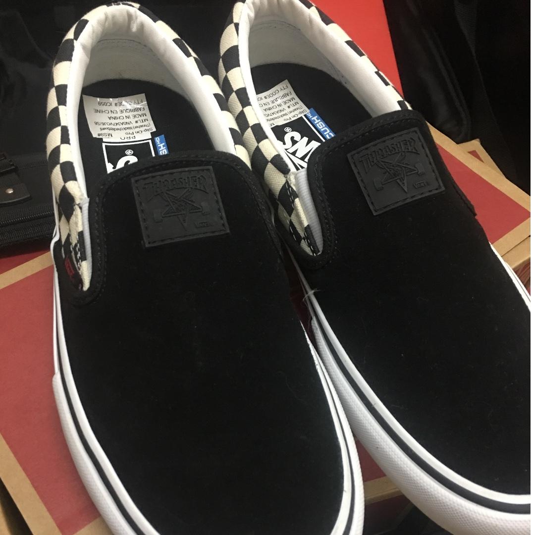 vans x thrasher slip on pro shoes