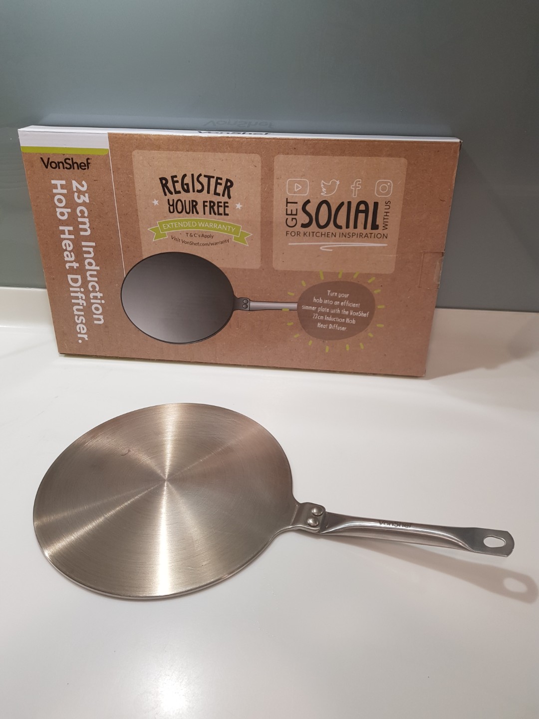 VonShef Universal Induction Hob Heat Diffuser Adapter for all pans to