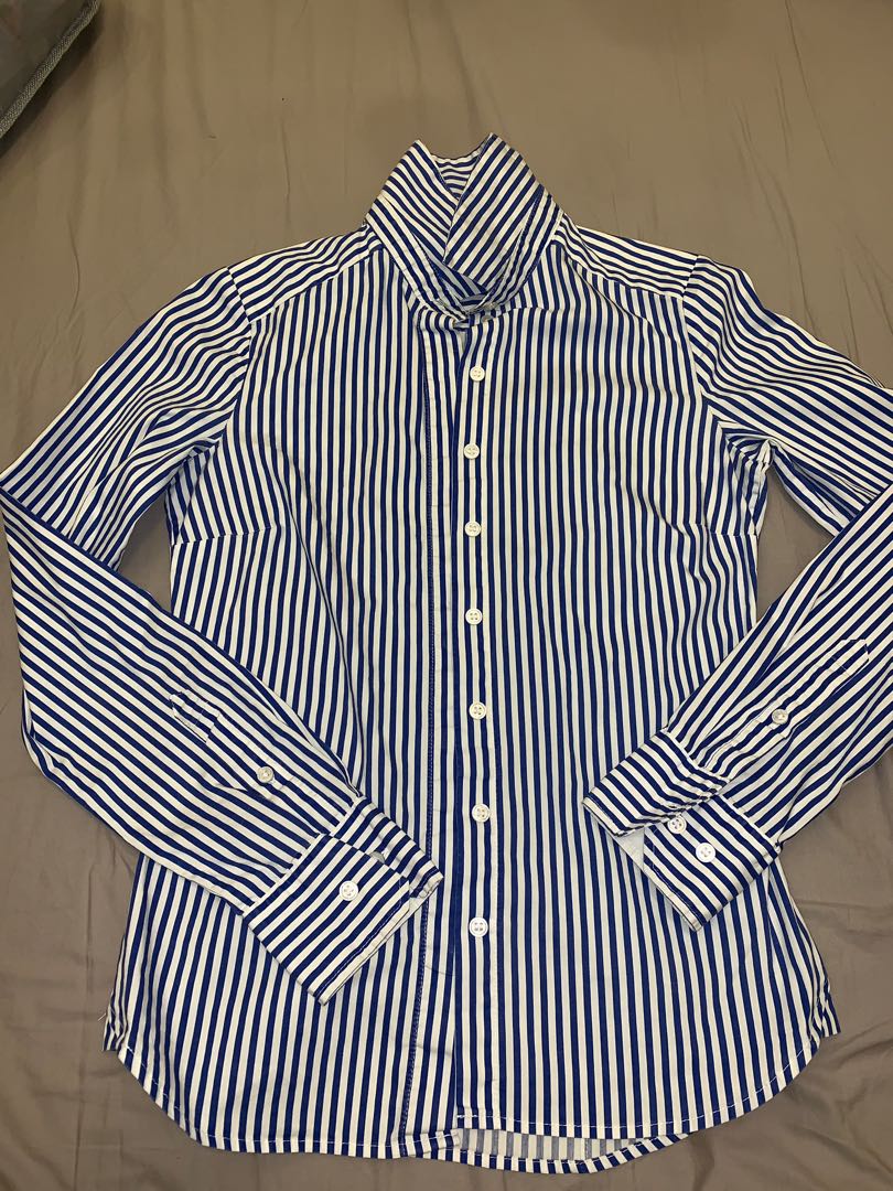 long sleeve striped polo womens