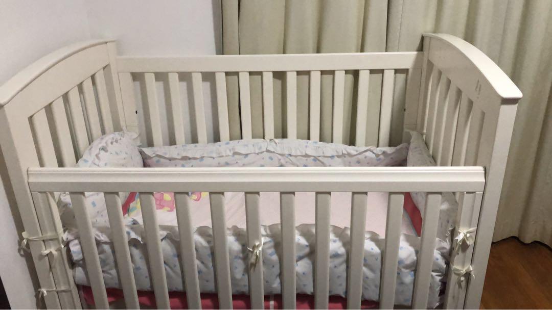 Wooden Baby Cot with mattress and 