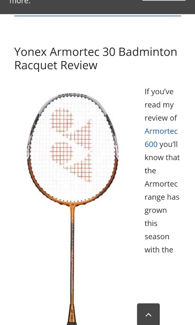 YONEX RACKET Armortec 30 with Bag, Sports Equipment, Sports & Games ...