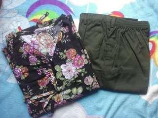 Setelan blouse kimono&baggy pants