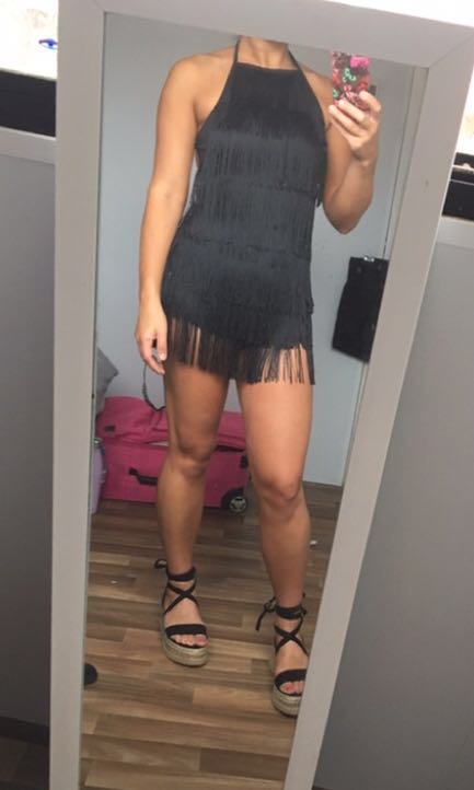 tassel playsuit black