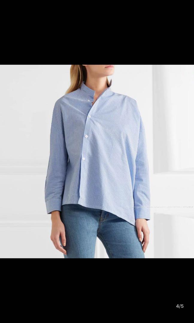 BNWT Authentic Toteme Noma Asymmetric Gingham Cotton Top, Women's