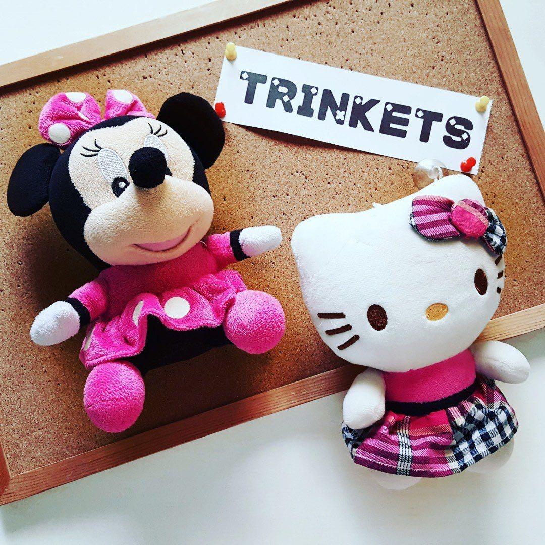 Character Plush Toys (Category: Infant Playtime) located in Valenzuela. Submitted by trinketsonlineph (Listing ID 171627125, Image 1). Description: Stuff toys to cuddle or for display and collection. Only 1pc each is available. Unused and new. Just pulled them out of a concept store where I use to sell. #carougsale #plushies #stufftoy #hellokitty #minniemouse #cutestuff #cnysale.