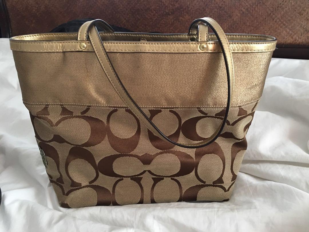 Coach Limited Edition Signature Stripe Floral Tote, Women's Fashion ...