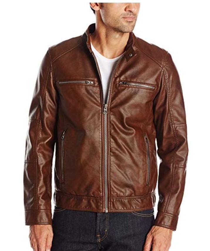 Guess leather hotsell hooded jacket