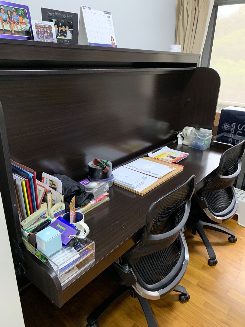 Hidden Bed Space Saving Table And Bed In One Super Single Furniture Beds Mattresses On Carousell