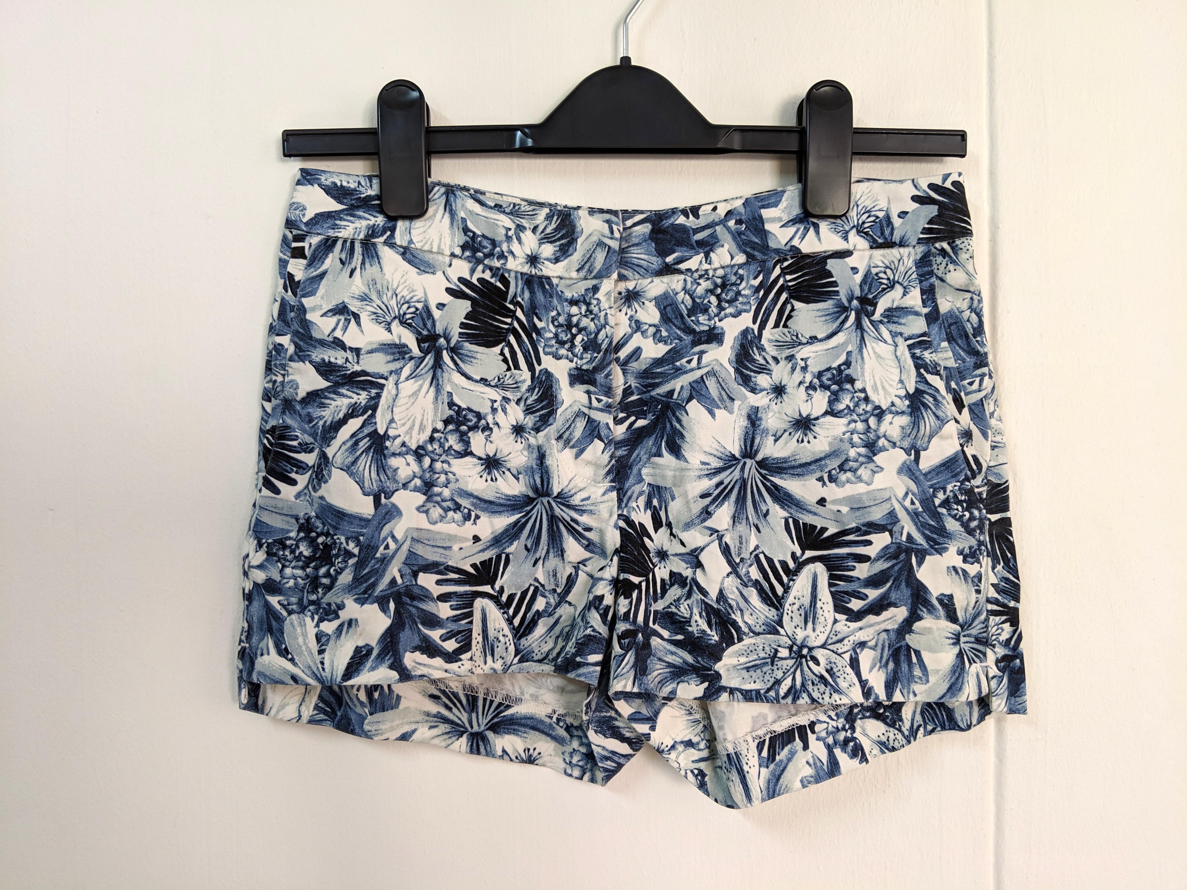 H M Blue Floral Shorts Women s Fashion Bottoms Shorts on Carousell