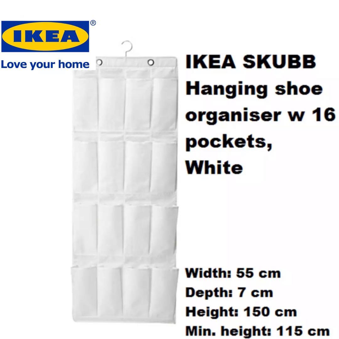 IKEA SKUBB Hanging shoe organiser w 16 pockets White, Furniture & Home