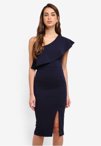 Missguided one shoulder frill midi dress top