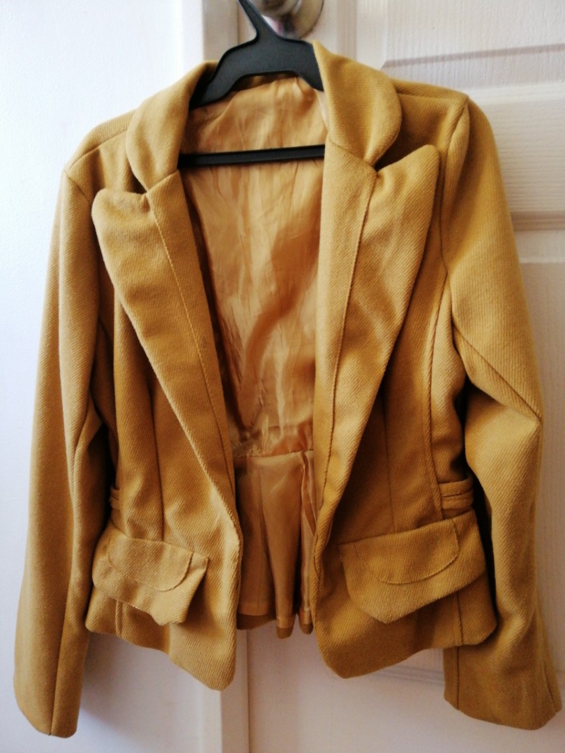 Mustard yellow blazer, Women's Fashion, Coats, Jackets and Outerwear on