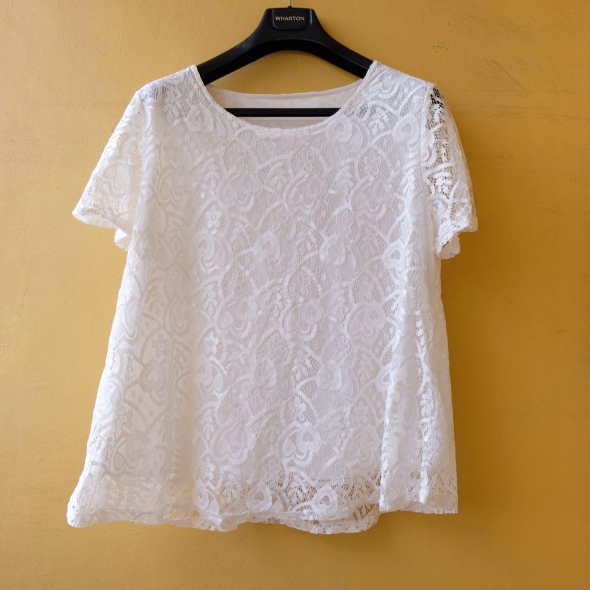 plus size white lace top