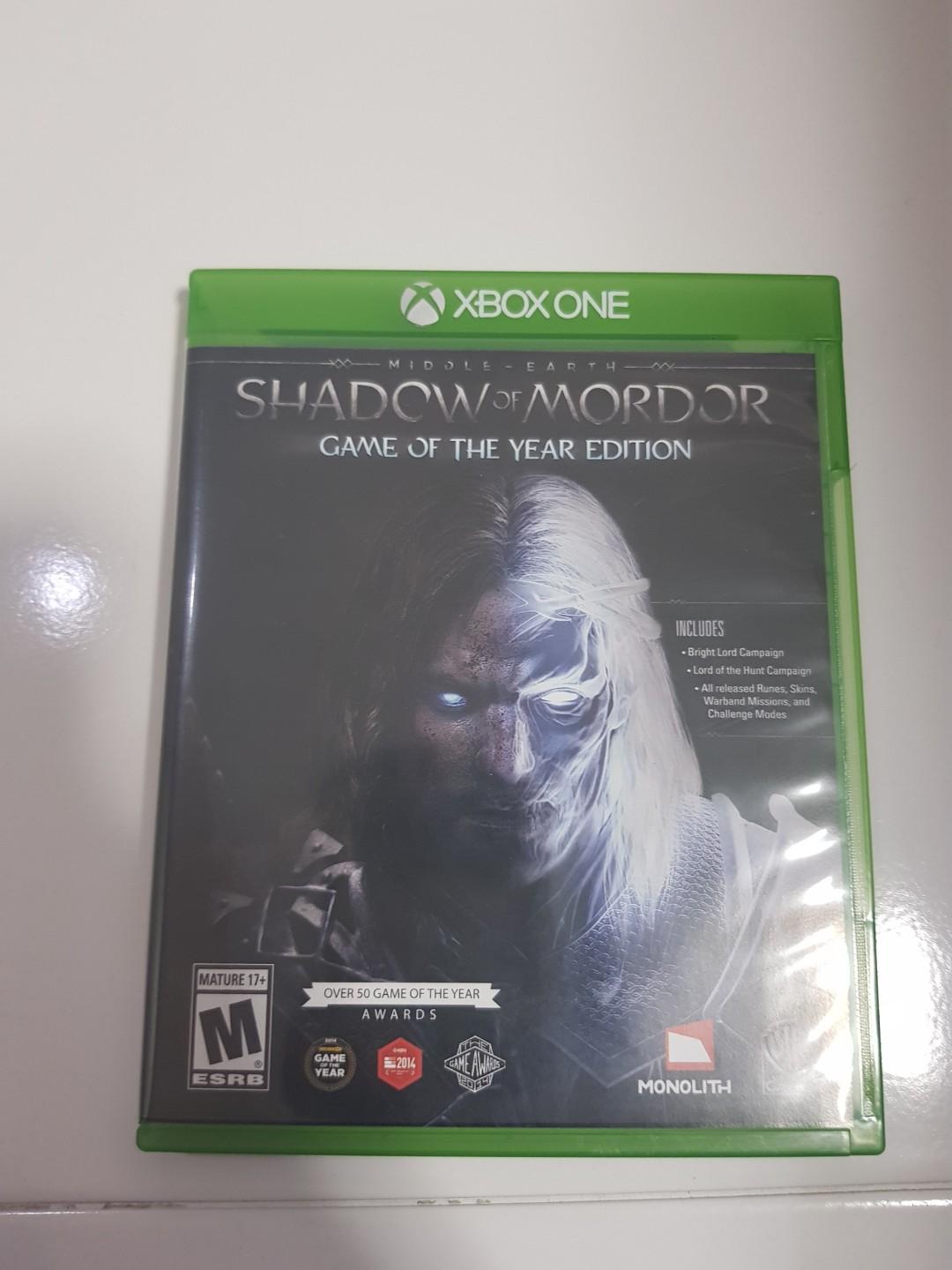 Shadow Of Mordor Xbox One Goty Edition Toys Games Video Gaming Video Games On Carousell