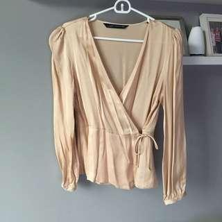 M Zara Satin Wrap Blouse