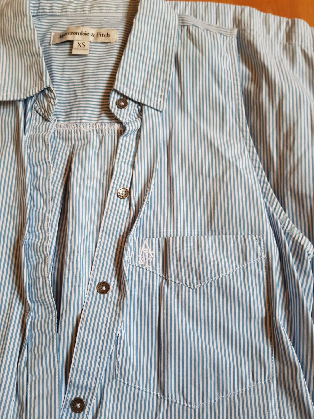 Abercrombie and Fitch Sleeveless Button Up Blue Striped Dress
