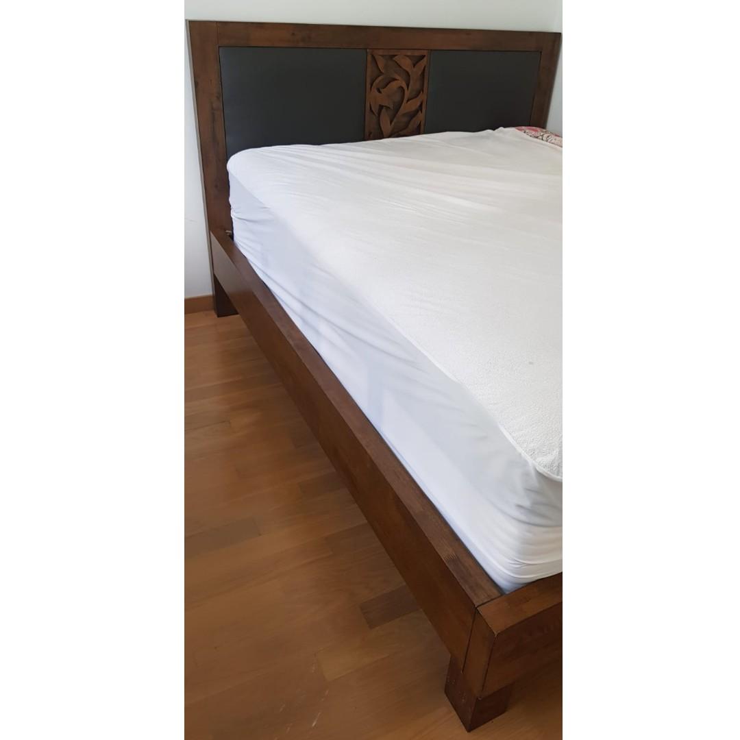 Bed Frame Malaysian Hardwood Queen Size, Furniture & Home Living